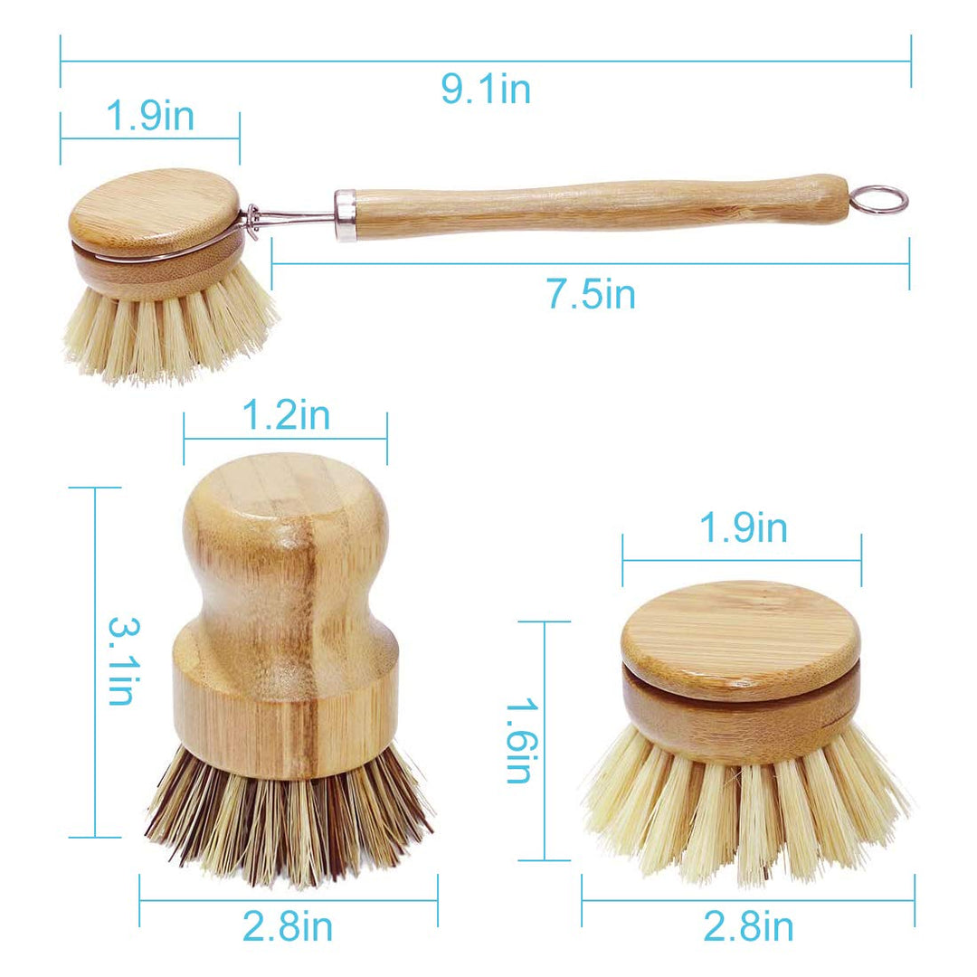 Bamboo Kitchen Cleaning Brush Dish Cleaning Brush Long Handle Pan Pot Brush Dish Bowl Washing Cleaning Brush (5)