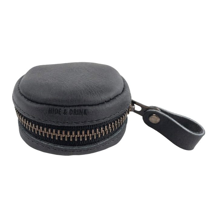Hide &amp; Drink, Rounded Coin Case, Zippered Wallet, Travel Pouch, Full Grain Leather, Handmade, Bourbon Brown