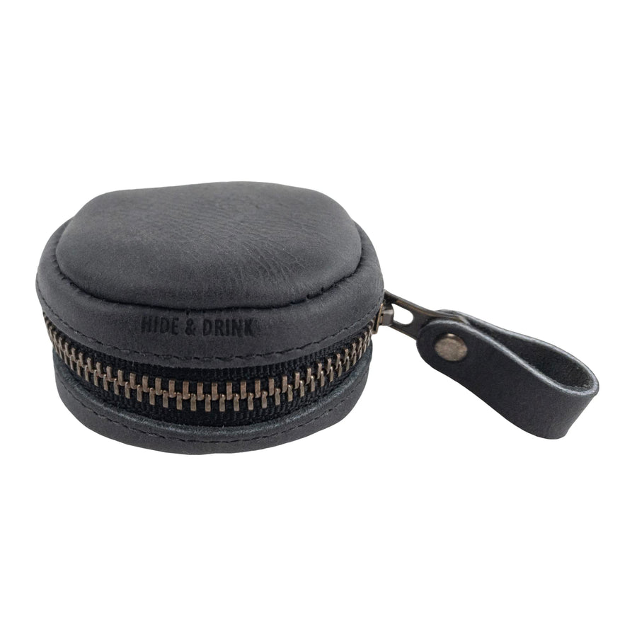 , Rounded Coin Case, Zippered Wallet, Travel Pouch, Full Grain Leather, Handmade, Bourbon Brown