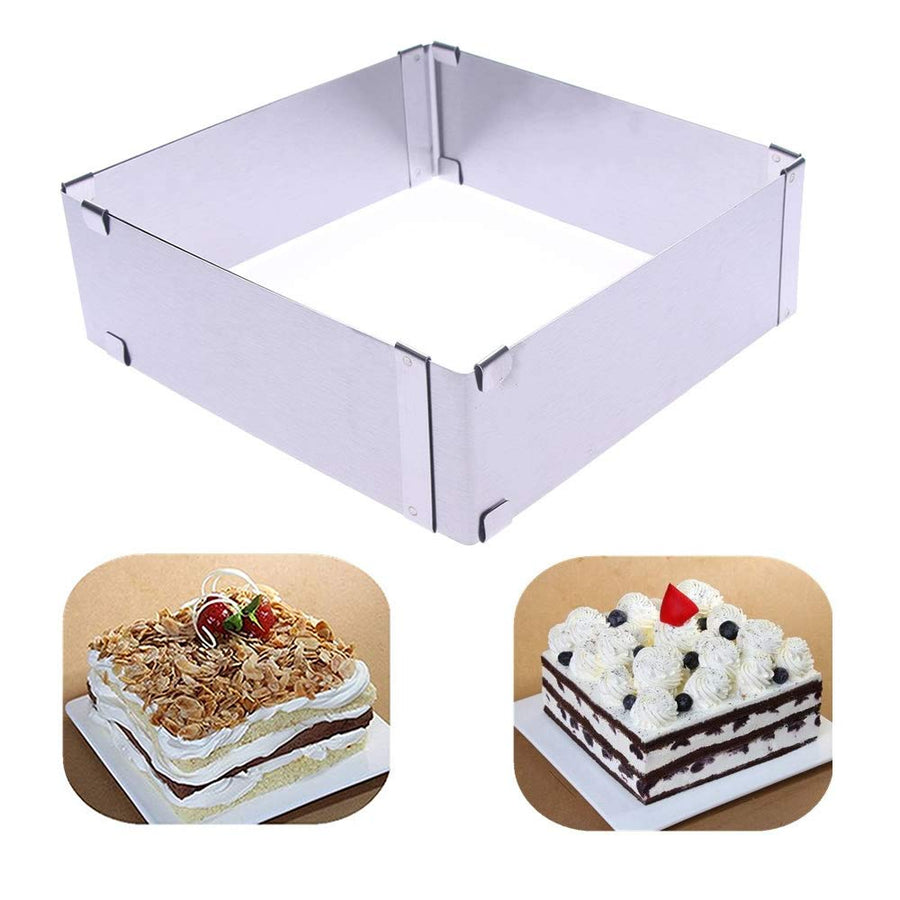 Stainless Steel Cake Ring Square Cake Mousse Mold Ring Cutter, Adjustable from 6 inch to 11 inch