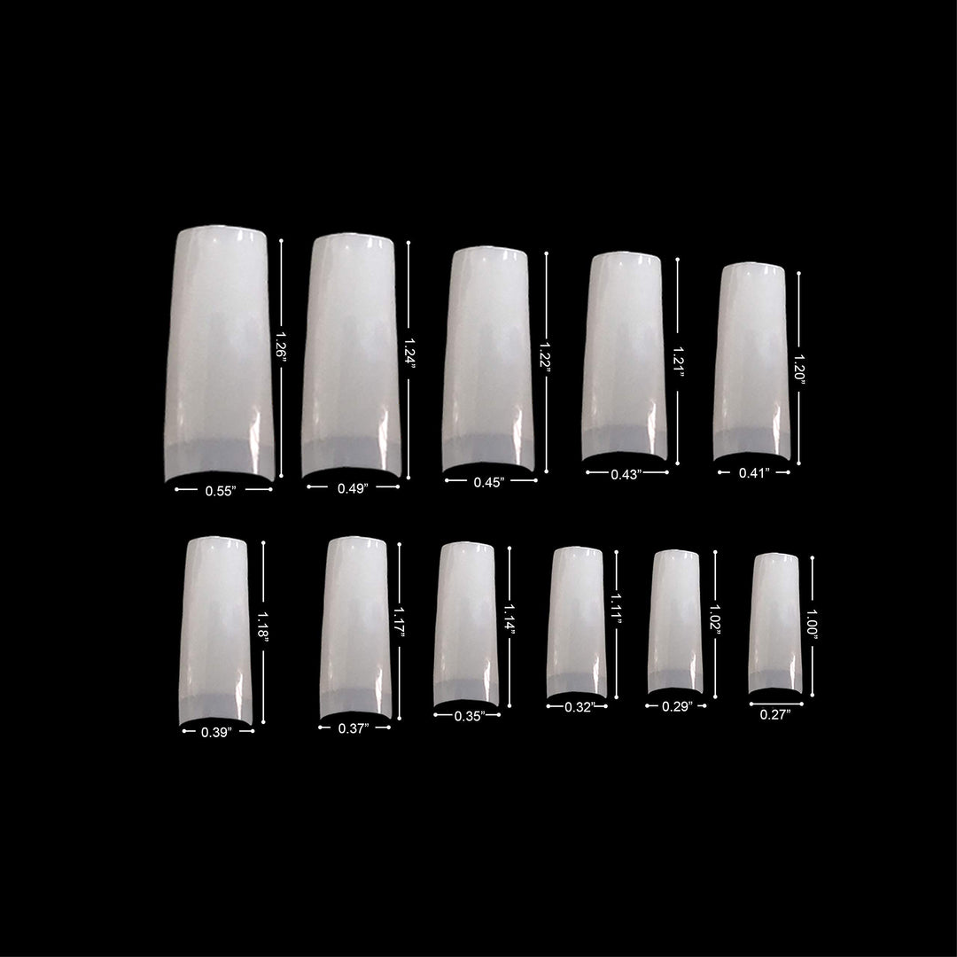 BE.YOU Beyou Natural Half-moon 500 Artificial Fake Nail Tips 11Sizes 27010 for Nail Salon Nail Shop