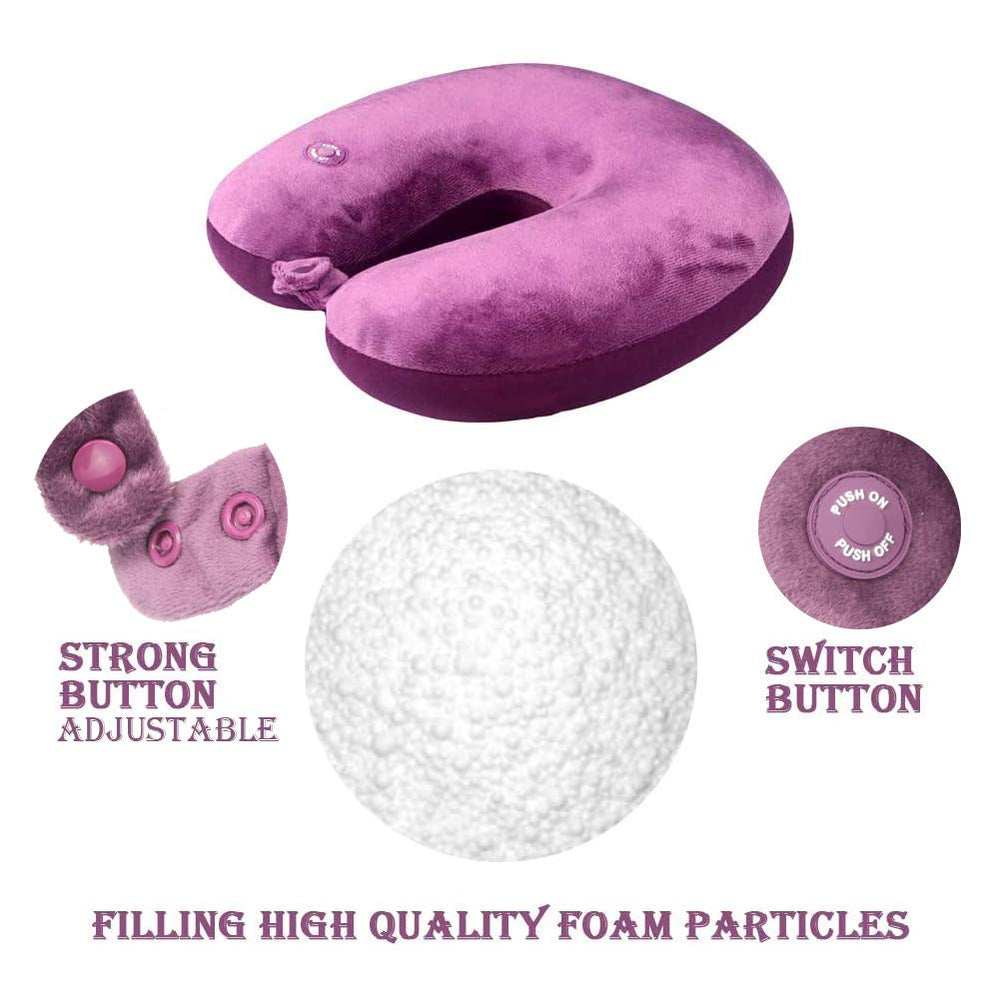 Vibrating Neck Pillow Massage Therapy for Traveling Home Rest Neck Pillows for Pain Relief, Best Gift for Parents Purple