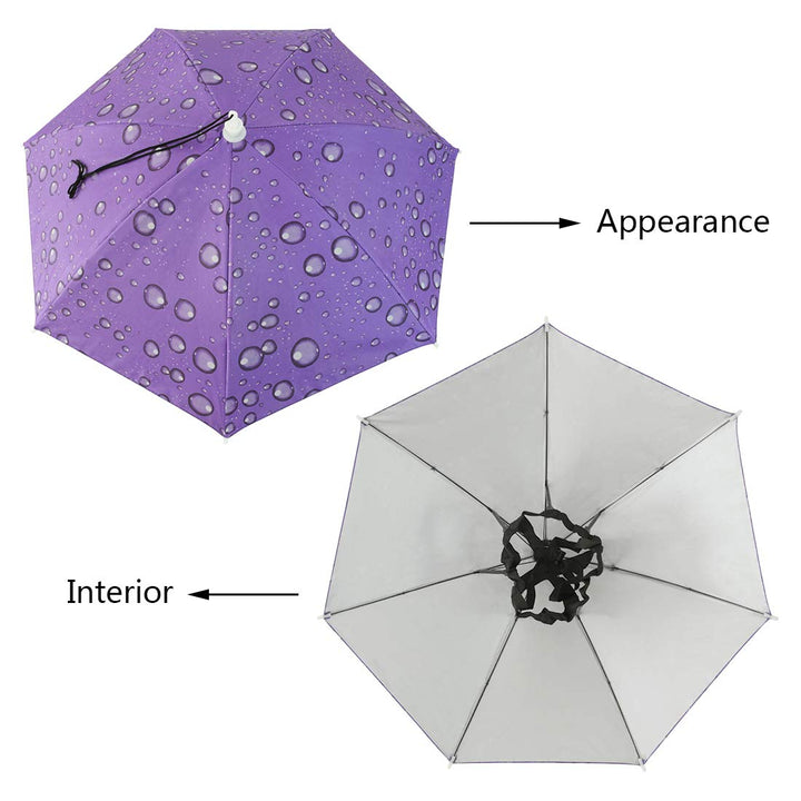 Umbrella Hat, 25 inch Hands Free Umbrella Cap for Adults and Kids, Fishing Golf Gardening Sunshade Outdoor Headwear (Blue/Purple)