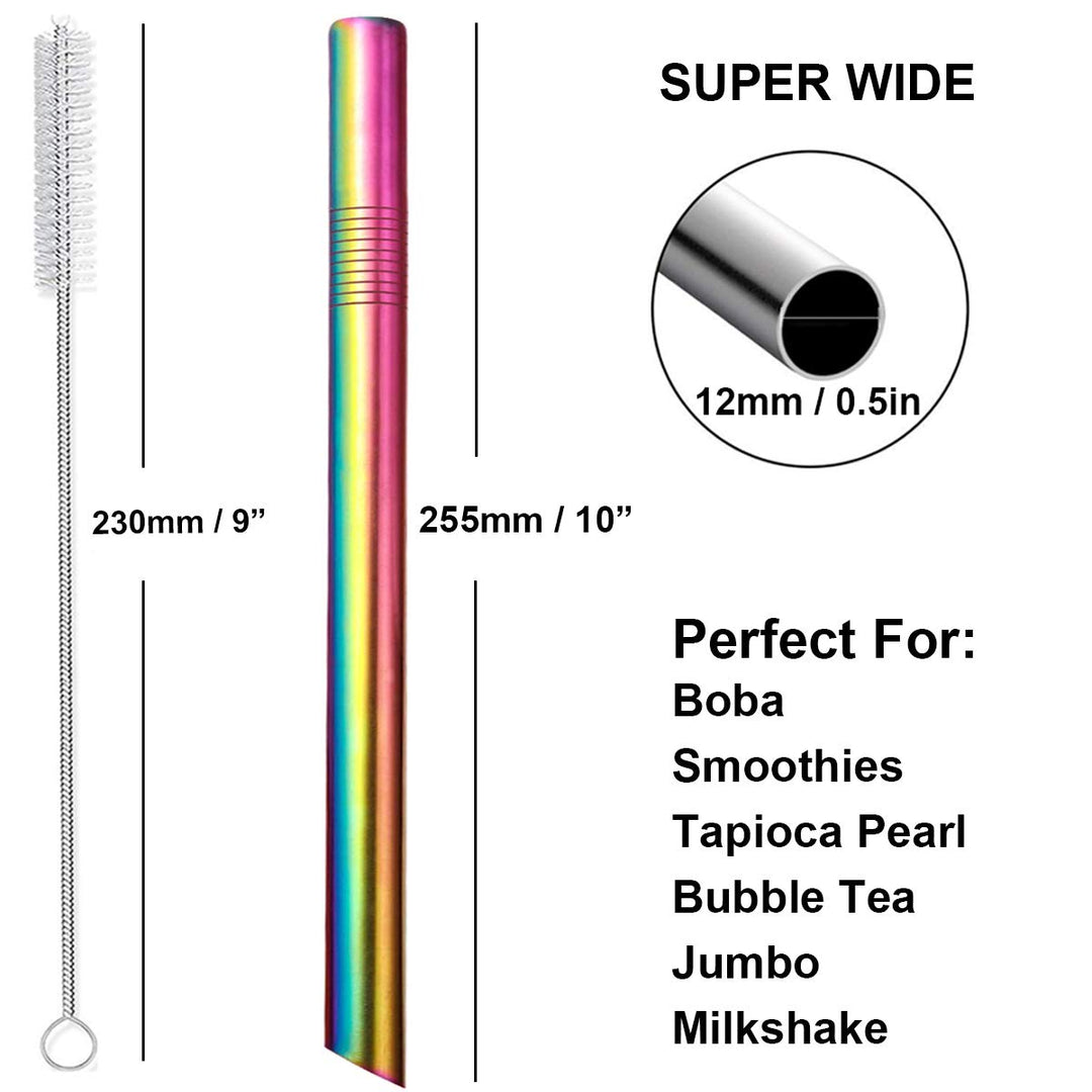 Reusable Boba Straws Smoothie Straws Metal Stainless St
