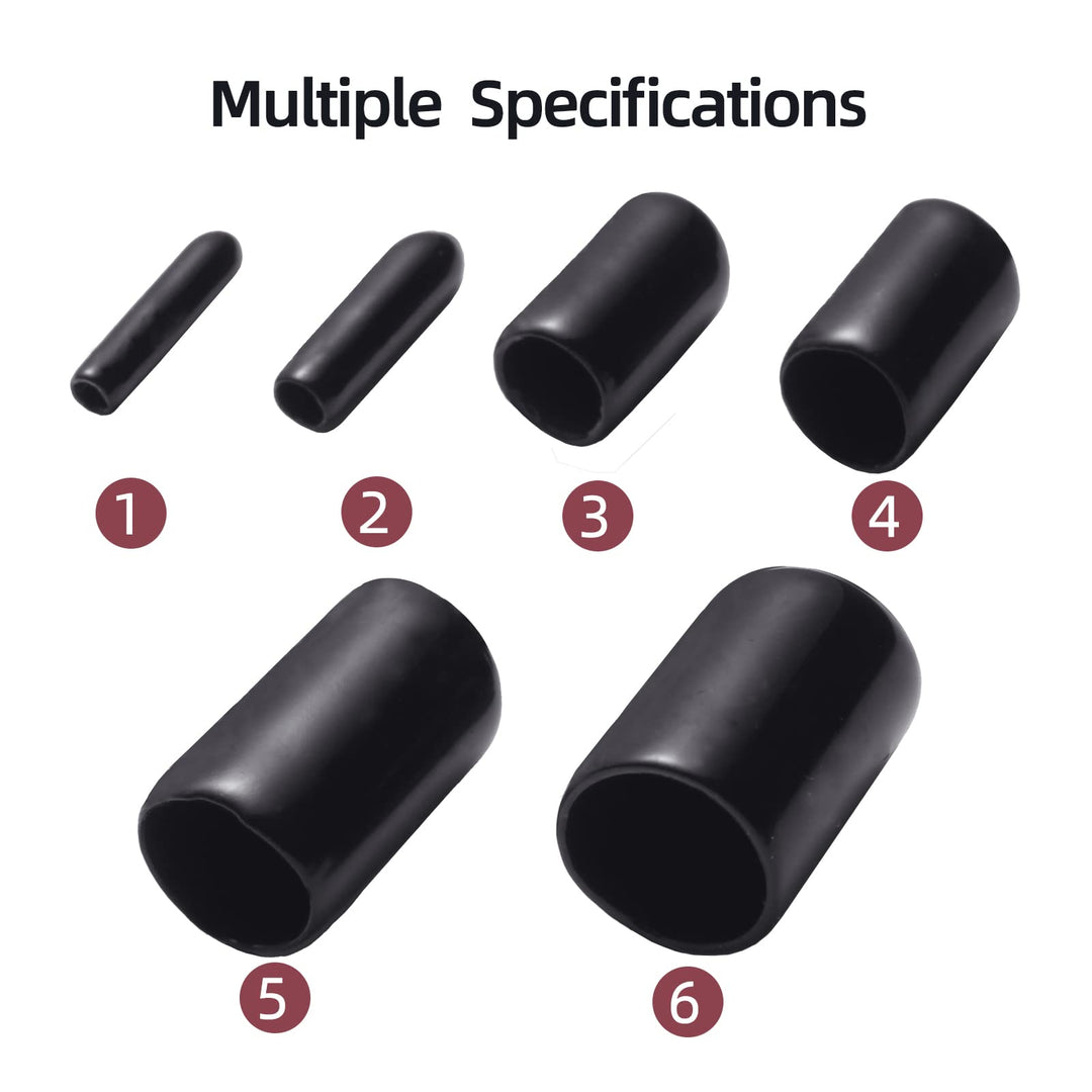 Rubber End Caps 60pcs Flexible Screw Thread Protector Caps Bolt Cover Rubber Bolt Covers Caps,Rubber Screw Caps for Metal Tube Rod Bolt in 6 Size 2mm,3mm,6.5mm,8mm,10mm,12mm
