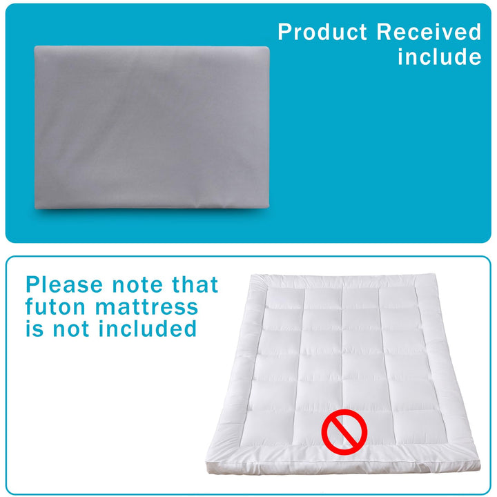 Floor Futon Mattress Cover Only for Traditional Japanese Futon Mattress,Zipper Soft Skin-Friendly Breathable Without Shrinking,for Bedroom Living Room Hotel Dormitory RV Grey-Twin