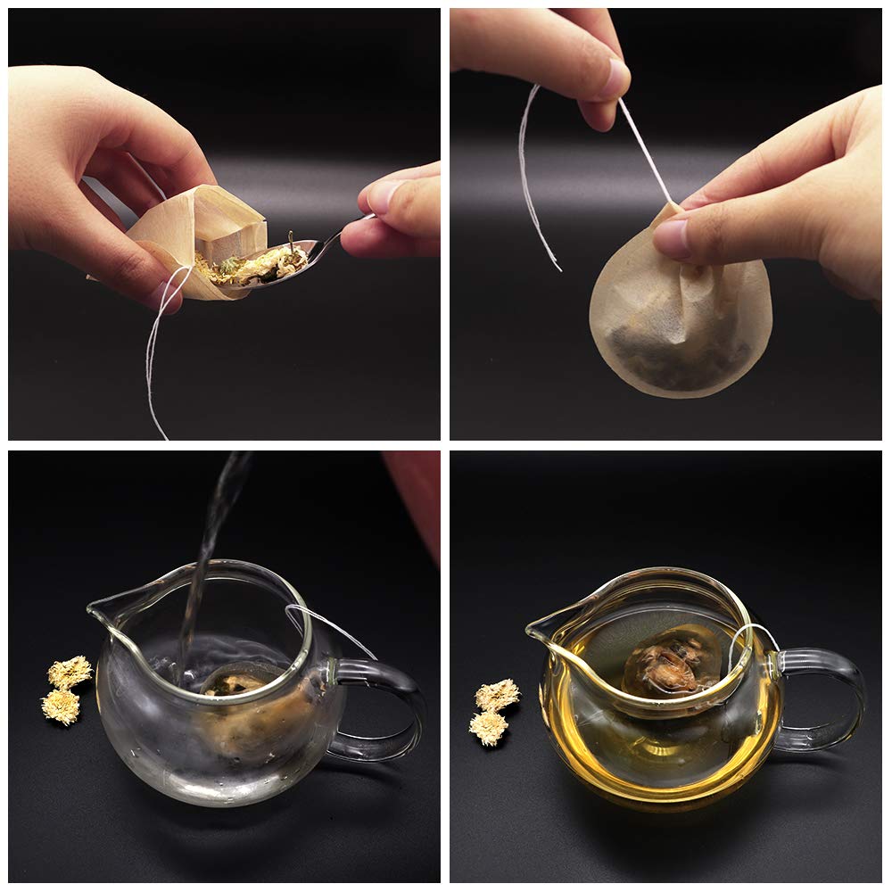 100Pcs Disposable Tea Filter Bags 2.65 x 2.95 Inches Na