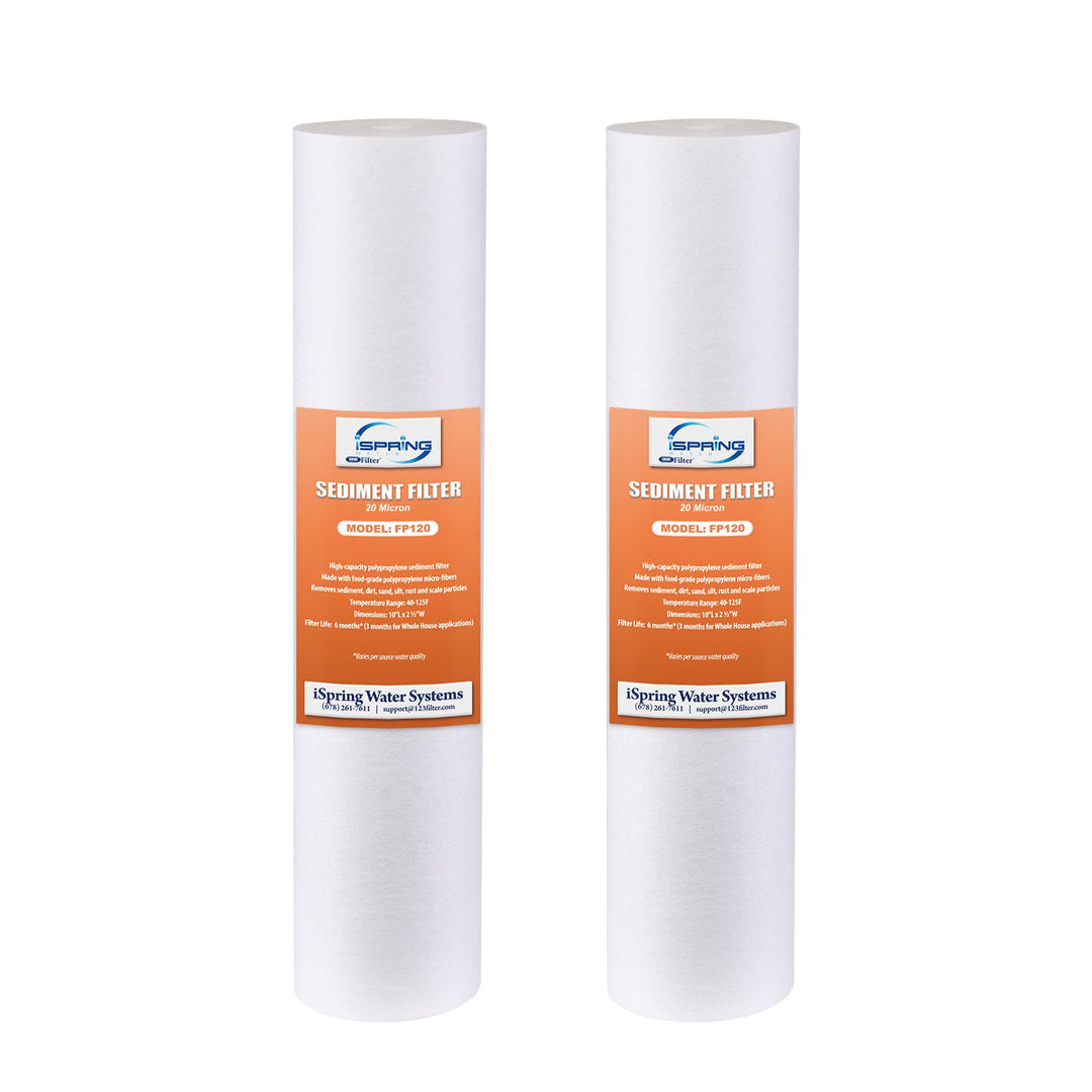 FP120X2 10x2.5 Universal Sediment Water Filter Replacement Cartridges, 20 Micron Multi-layer Sediment Filter, 2 Pack