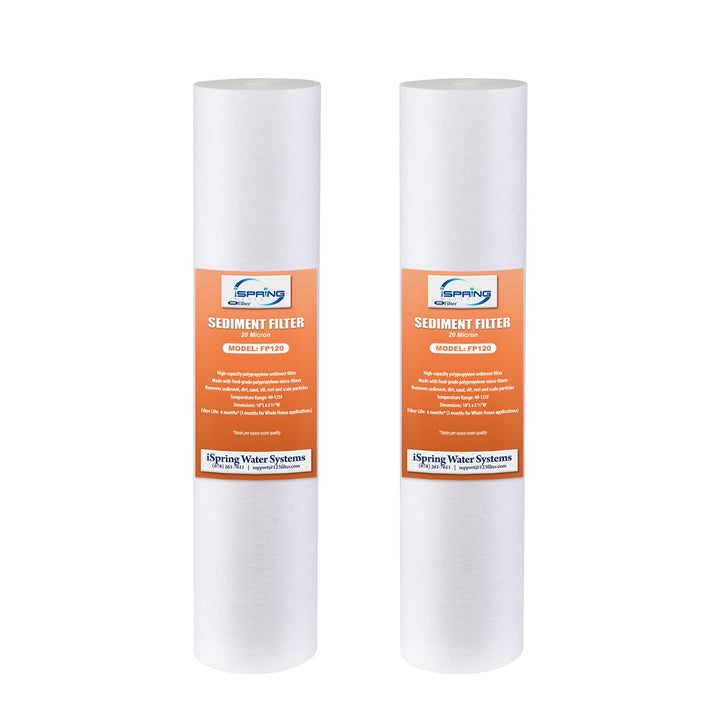 FP120X2 10x2.5 Universal Sediment Water Filter Replacement Cartridges, 20 Micron Multi-layer Sediment Filter, 2 Pack