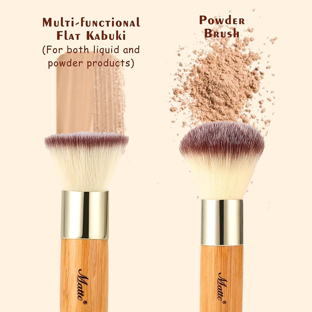 Bamboo Makeup Brush Set Face Kabuki 2 Pieces - Foundation And Powder Makeup Brushes For Mineral Bb Cream