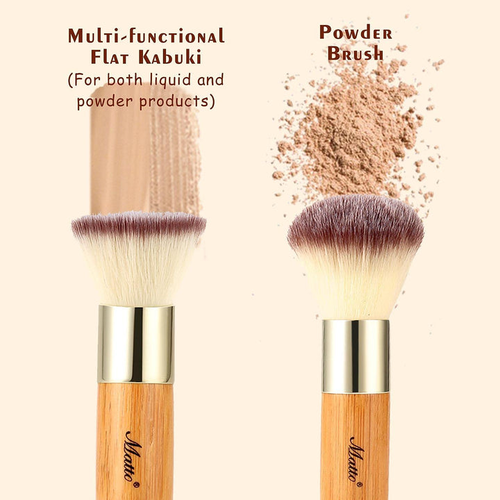 Bamboo Makeup Brush Set Face Kabuki 2 Pieces - Foundation And Powder Makeup Brushes For Mineral Bb Cream