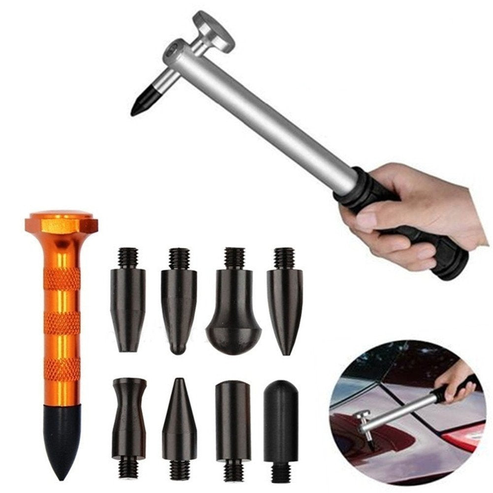 G&amp;S GS 10pcs Car Body Paintless Dent Removal Tools Aluminum Dent Hammer with Knock Down Head Tap Down Tools Set Dent Repair Kit