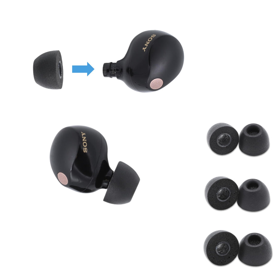 Comply Foam Ear Tips for Sony TrueWireless Earbuds, Assorted S, M & L, 3 Pairs, Black - Ultimate Comfort, Unshakeable Fit, Memory Foam Earbud Tips, Earbud Replacement Tips, Made in The USA