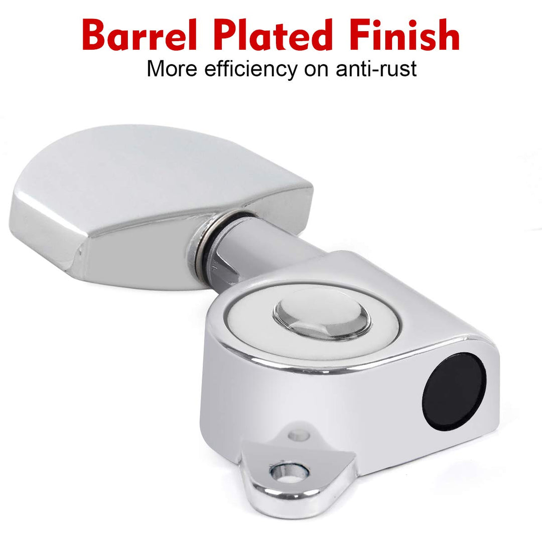 Guitar Tuning Pegs, Tuners Machine, 18:1 3L3R, Tuner Keys Heads, Closed Chrome for Acoustic Electric Guitars Luthier DIY Repair (Big Ellipse)