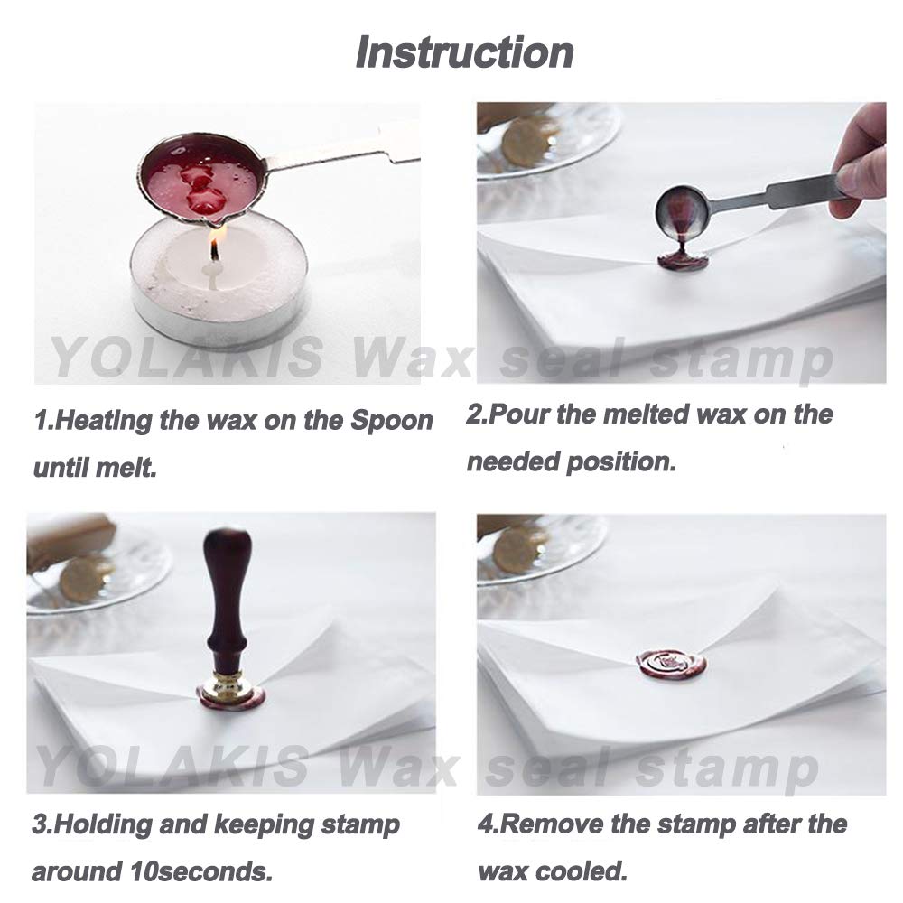 6pcs Flower Wax Seal Stamp Set Flowers Seal Stamp Kit Retro Wood Sealing Stamp for Wedding Envelopes Invitation Decoration (6pcs Pattern#2)