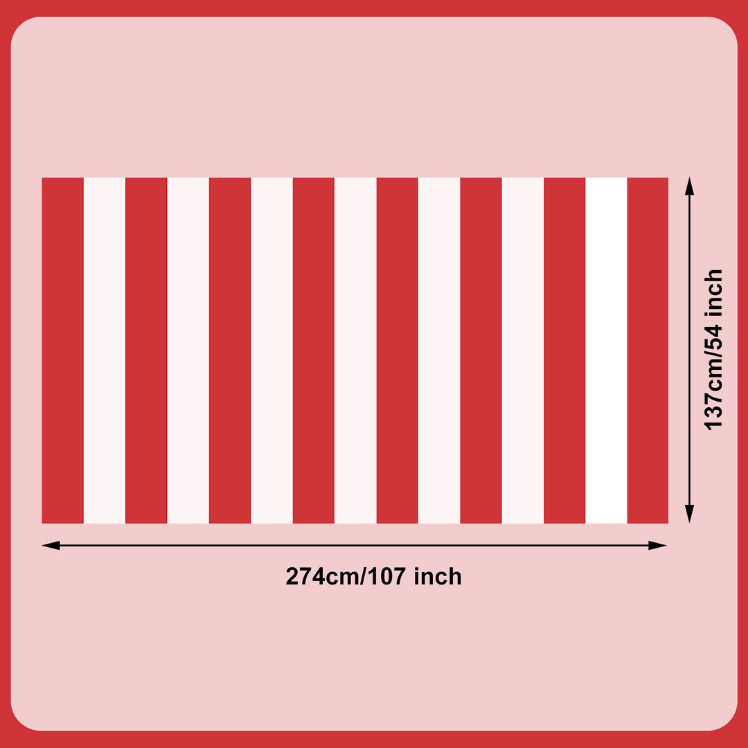 peony man 2 Pieces Red and White Striped Tablecloth Pla