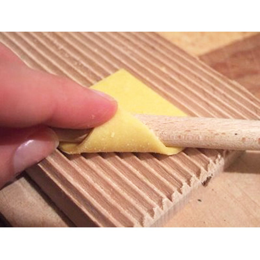 Garganelli and Gnocchi Stripper with Paddle, Natural Beechwood, Brown