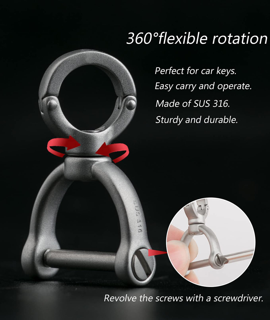 Titanium Circle Carabiner Keychain Clip,Small Carabiner Clip, Quick Release Keychain