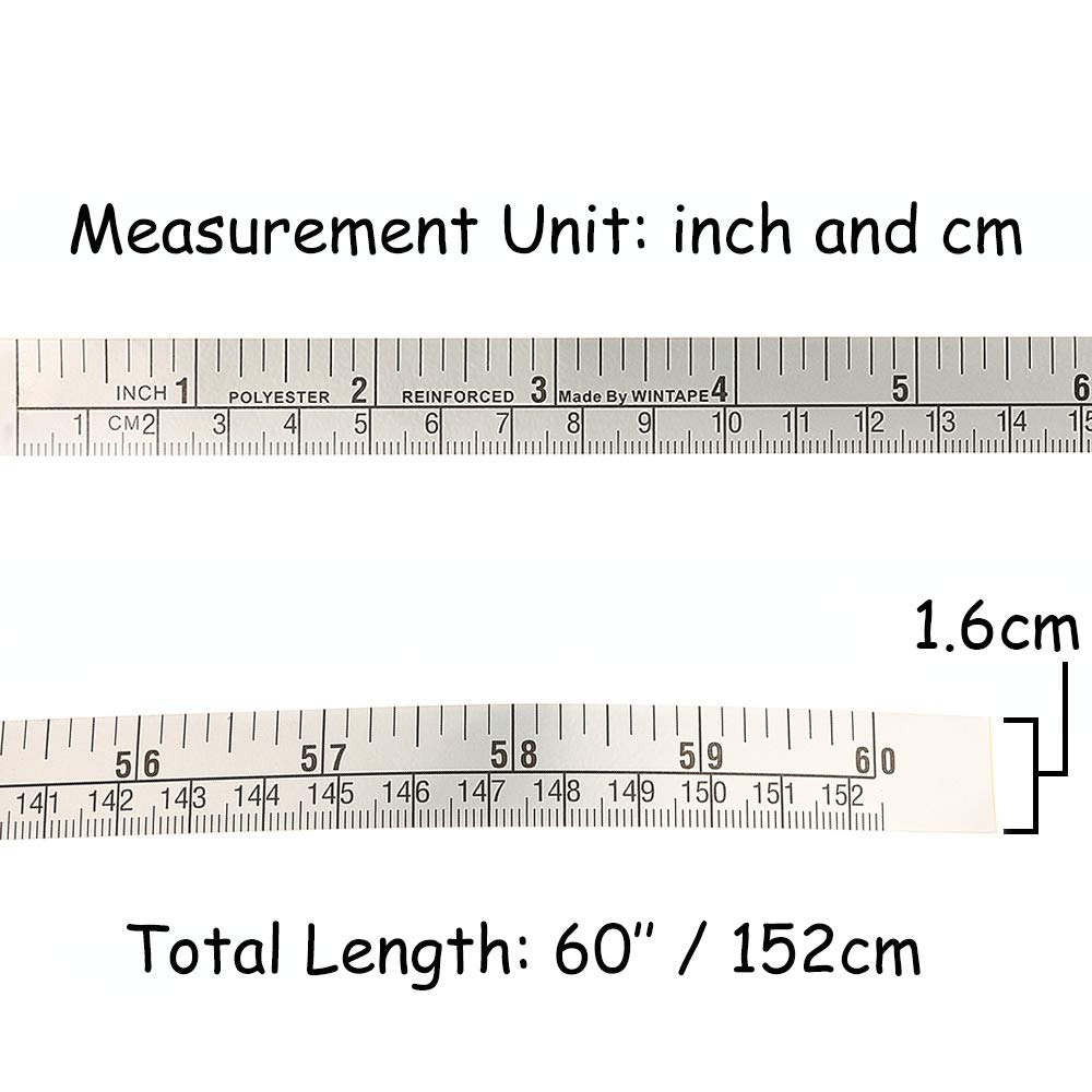Workbench Ruler Adhesive Backed Tape Measure 60inch 152cm (Left to Right - Inch/cm)