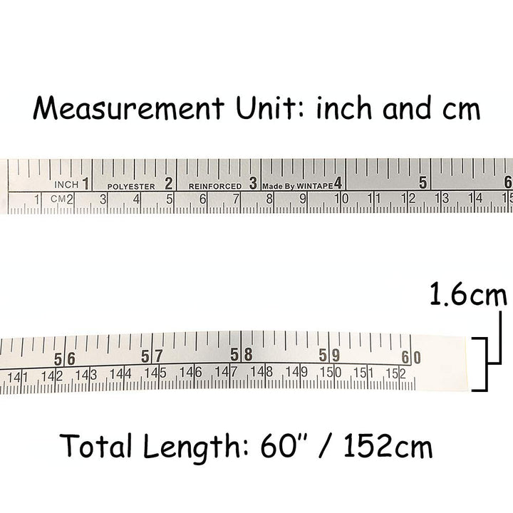 Workbench Ruler Adhesive Backed Tape Measure 60inch 152cm (Left to Right - Inch/cm)