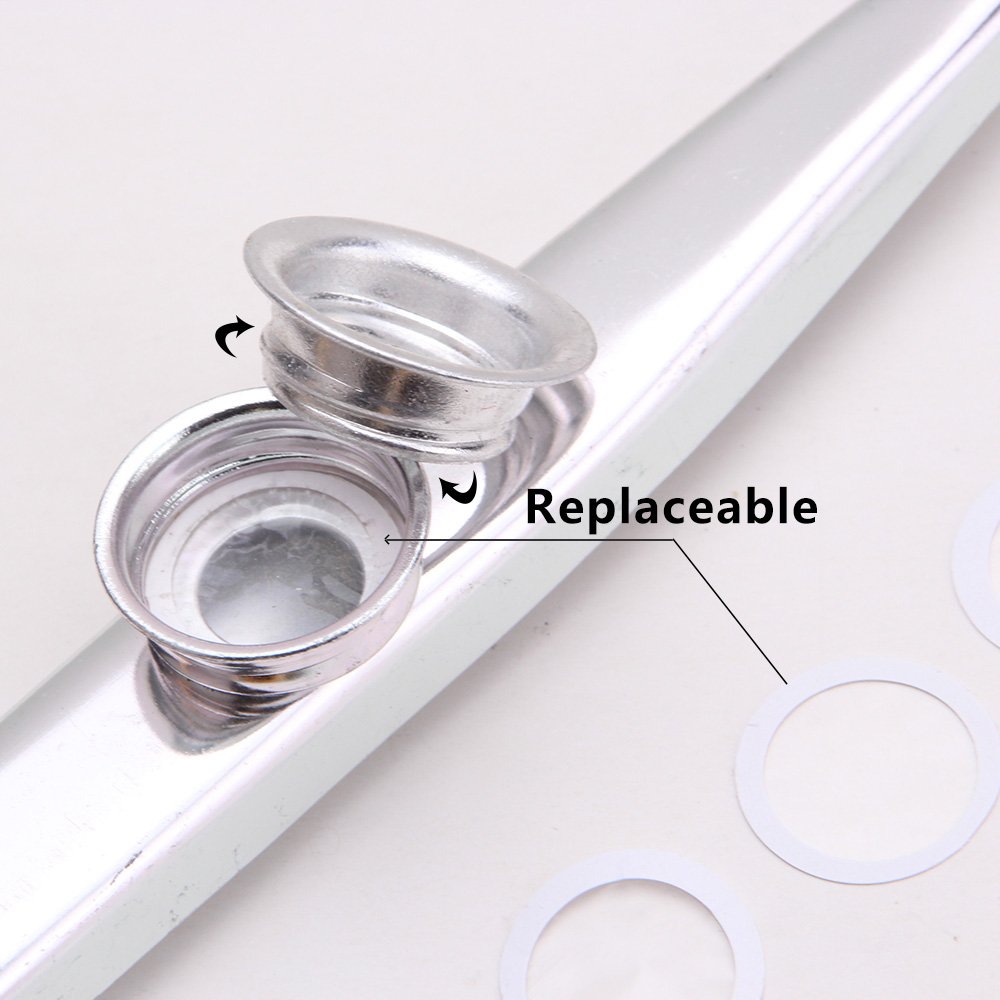 Kazoo Silver Aluminum Alloy with Five Membrane Flute Diaphragm Mouth Kazoos Musical Instruments