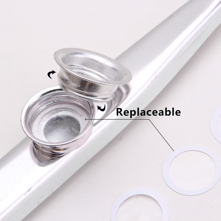 Kazoo Silver Aluminum Alloy with Five Membrane Flute Diaphragm Mouth Kazoos Musical Instruments