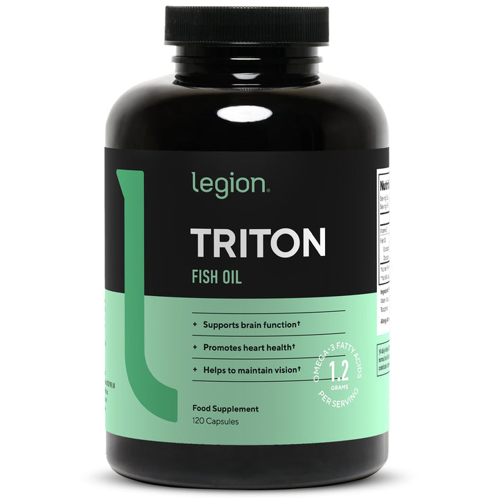 Triton Fish Oil Capsules - Triple Strength Omega 3 Essential Fatty Acids with Vitamin E &amp; Lemon Oil for Maximum Absorption, Freshness &amp; Purity - 2400mg EPA &amp; DHA Per Serving, 30 Svgs