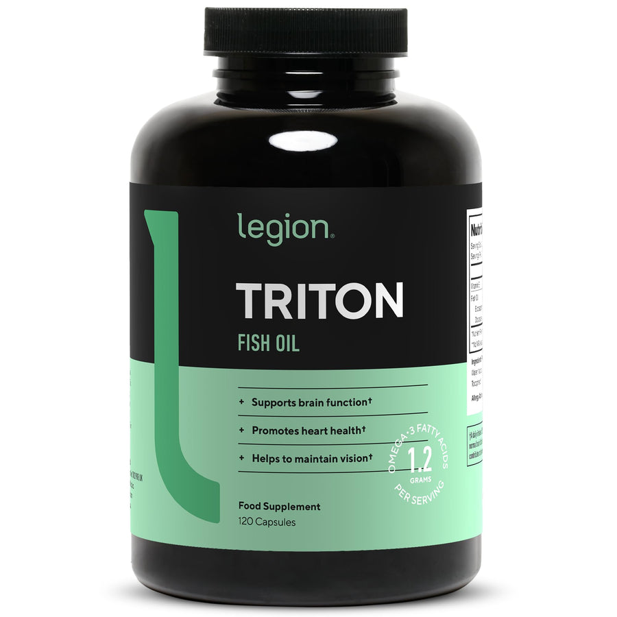 Triton Fish Oil Capsules - Triple Strength Omega 3 Essential Fatty Acids with Vitamin E & Lemon Oil for Maximum Absorption, Freshness & Purity - 2400mg EPA & DHA Per Serving, 30 Svgs