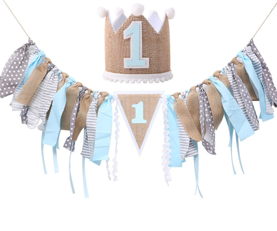 High Chair Banner For 1st Birthday - First Birthday Decorations For Photo Booth Props, Birthday Souvenir and Gifts For Kids,Birthday Package for Baby (BABY BOY)