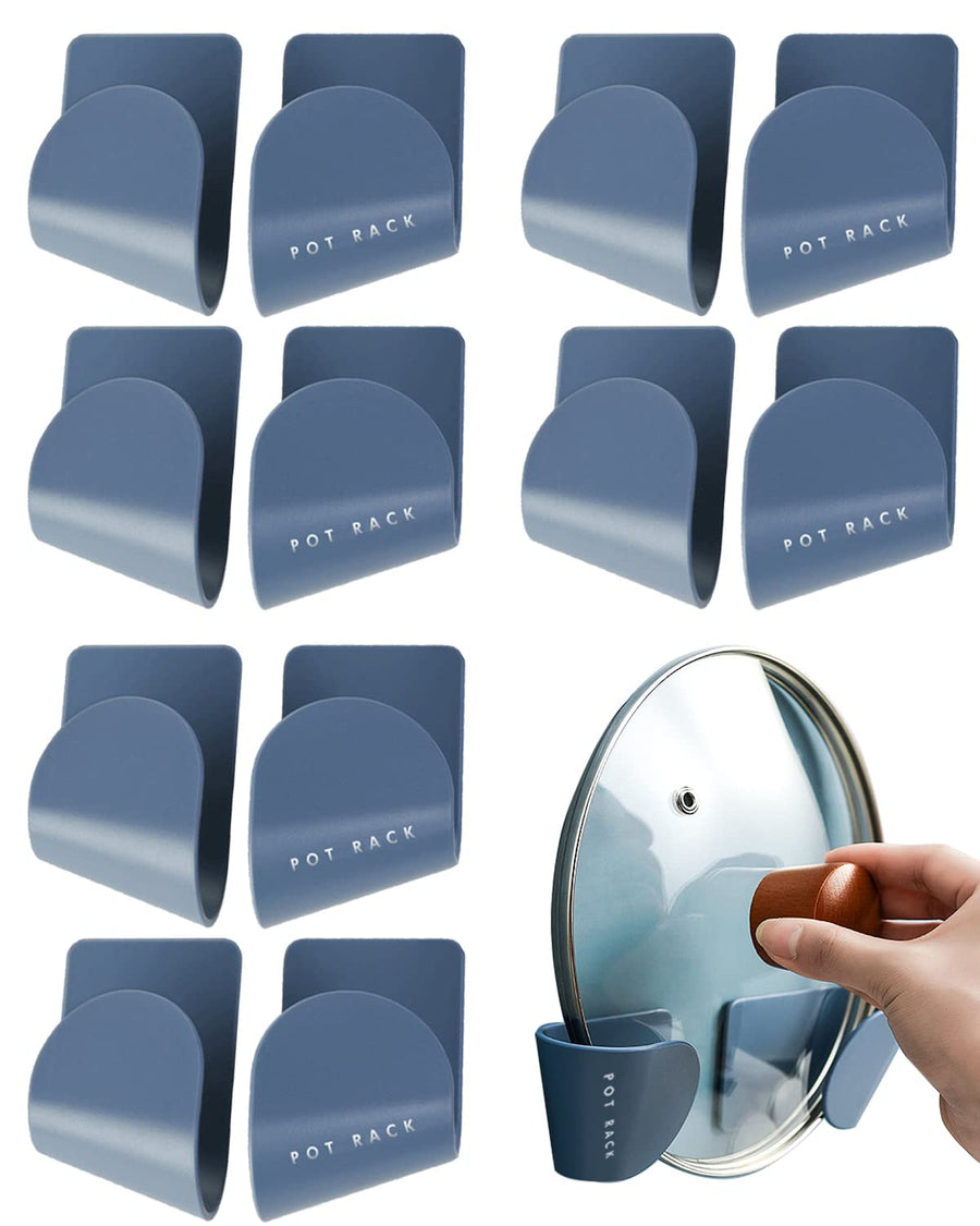 Pot Lid Organizer, 6 Pairs of Adjustable Wall Mount Pot Lid Holder Cabinet Door, Pot and Pan Hangers for Kitchen Wall Mount, Cabinet Door Lid Organizer, Save More Space