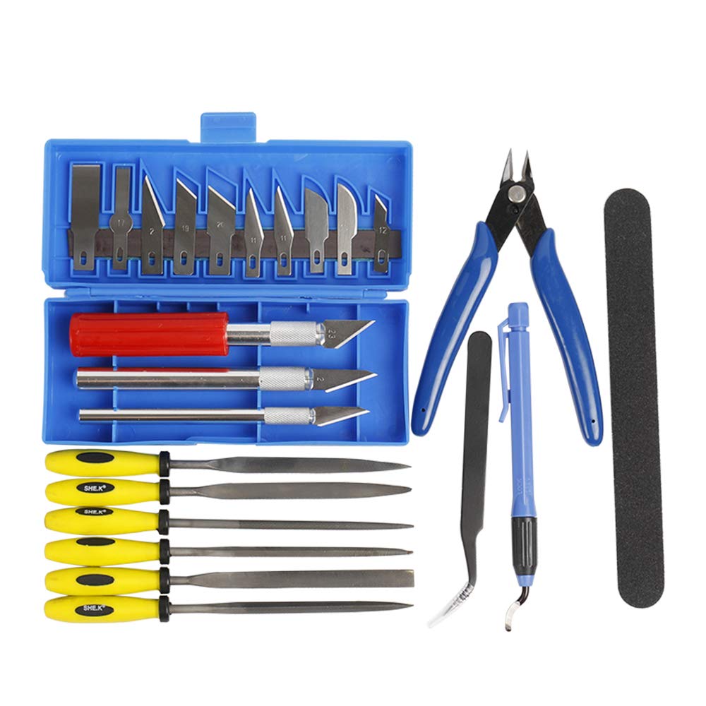 23 Piece 3D Print Tool Kit Includes Debur Tool, Art Knife Set, Tube Cutter, Cleaning, Finishing and Printing Tool, 3D Print Accessories for Cleaning, Finishing and Printing 3D Prints