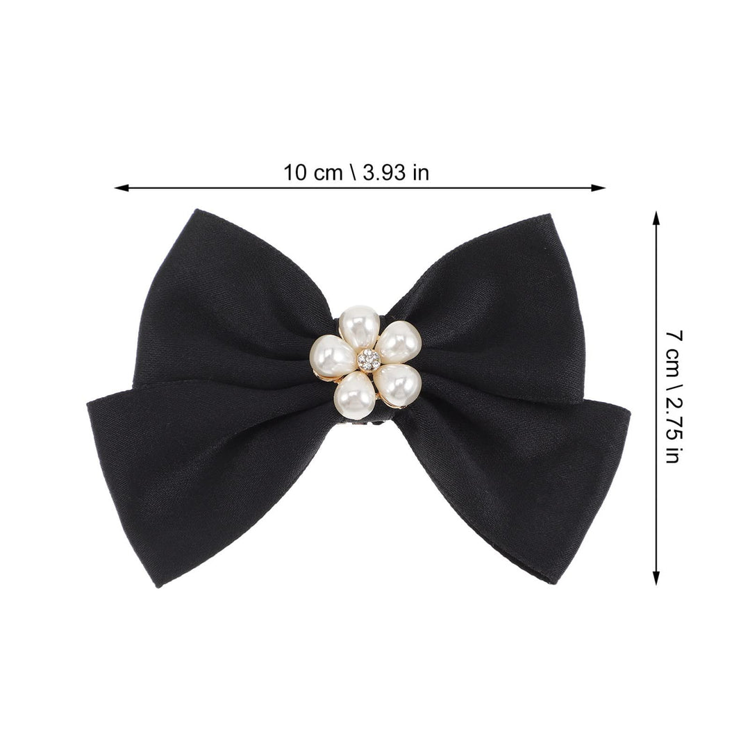 1 Pair Bow Shoe Clips Removable Shoe Charms Pearls Shoe Buckle Bowknot Dress Shoes Jewelry Decorative Shoe Accessories for Wedding Party Prom Decoration (Black)