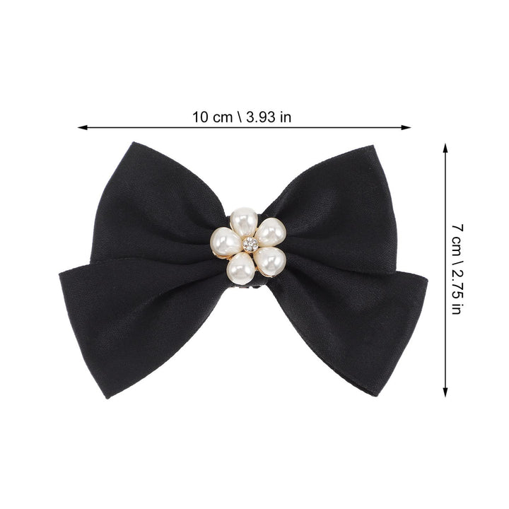 1 Pair Bow Shoe Clips Removable Shoe Charms Pearls Shoe Buckle Bowknot Dress Shoes Jewelry Decorative Shoe Accessories for Wedding Party Prom Decoration (Black)