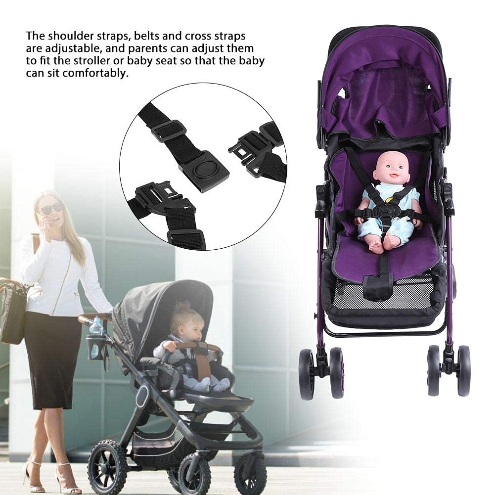 Universal Baby 5 Point Harness Belt High Chair Safety Belts Harness Stroller Children Pushchair Rotating Protection Adjustable Shoulder Strap Belts Straps for Pram Accessories(Buckle Type)