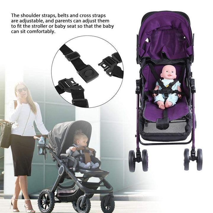 Universal Baby 5 Point Harness Belt High Chair Safety Belts Harness Stroller Children Pushchair Rotating Protection Adjustable Shoulder Strap Belts Straps for Pram Accessories(Buckle Type)