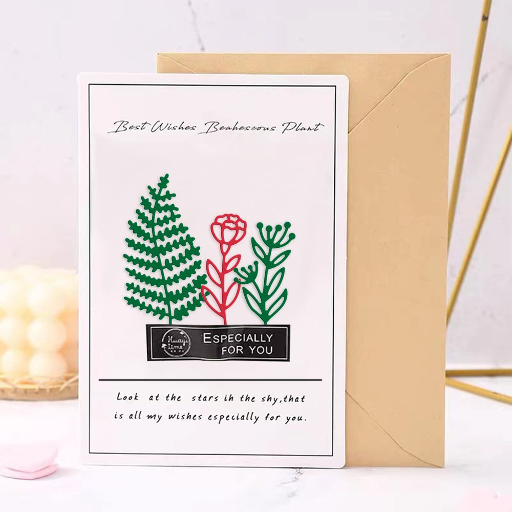 Fern Leaf Cutting Dies Plant Pattern Cutting Stencil Embossing 15pcs Leaves Metal Die Cuts for Scrapbooking DIY Card Making Decorating Paper Stencil