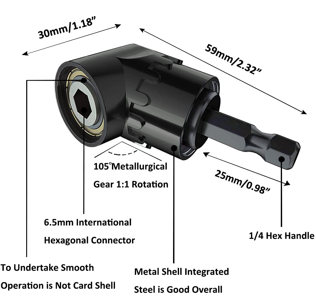 Impact Grade Sockets Adapter Driver Extension Set: 3Pcs 1/4 3/8 1/2 Hex Shank Drill Nut Driver Bit,105 Degree Right Angle Screwdriver Attachment,Flexible Shaft Extension Bit,Magnetic Bit Holder Set