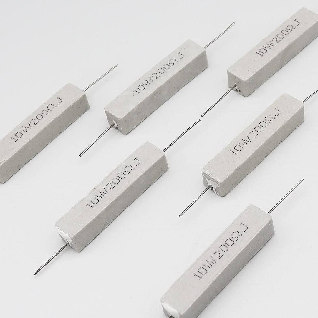 Cement Resistor,10 PCS 10w 200 ohm 5% Axial Lead Wire Resistor White Wound Fixed Ceramic Resistors Wirewound Power Flame Heat Moisture Resistance Precharge Horizontal