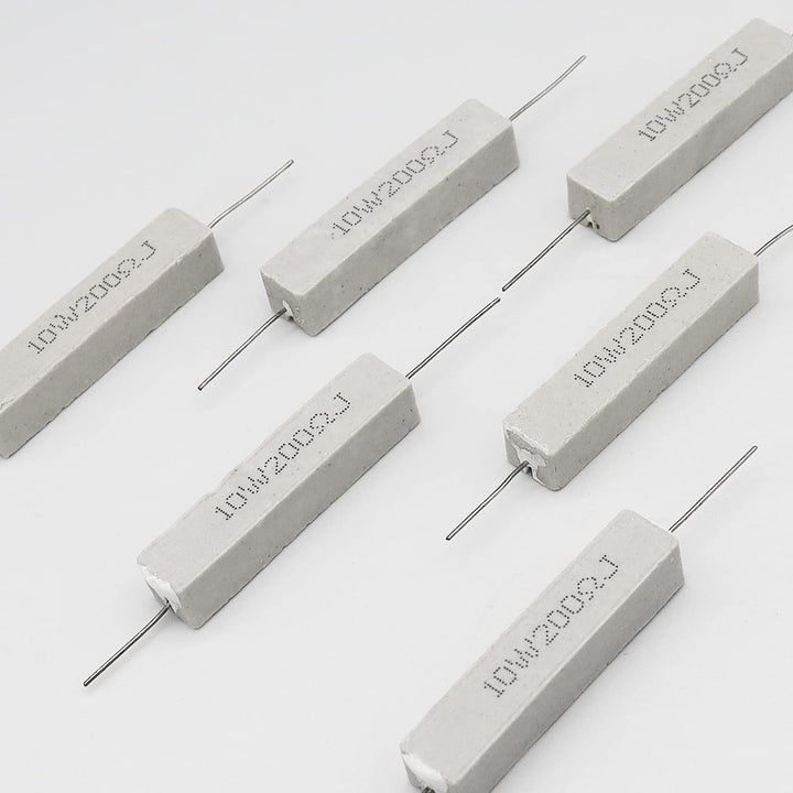 Cement Resistor,10 PCS 10w 200 ohm 5% Axial Lead Wire Resistor White Wound Fixed Ceramic Resistors Wirewound Power Flame Heat Moisture Resistance Precharge Horizontal