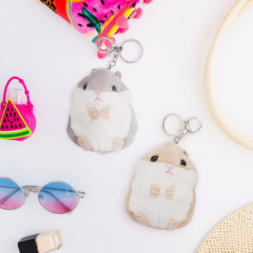 RAYNAG Set of 2 Cute Hamster Plush Keychains Stuffed An