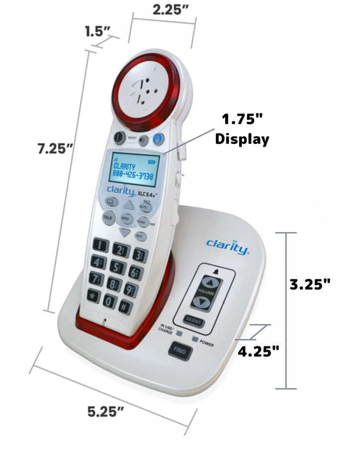 Clarity XLC3.4+ DECT 6.0 Extra Loud Ringer with Big Button, Speakerphone with Talking Caller ID, and Dual Power Battery