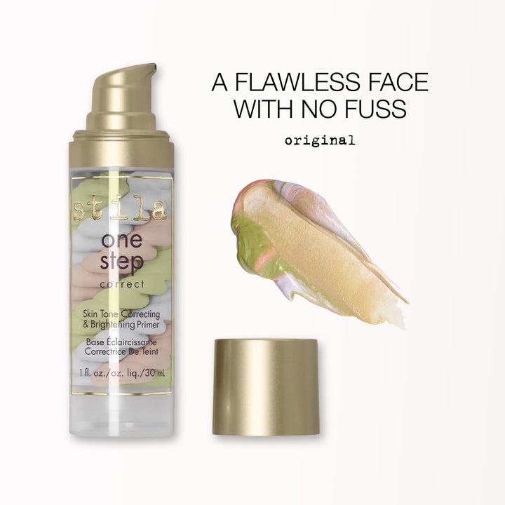 One Step, Color Corrector &amp; Brightening Primer Facial Serum to Even Skin Tone, Moisturize &amp; Hydrate, Oil-Free Makeup 1 Fl. Oz.