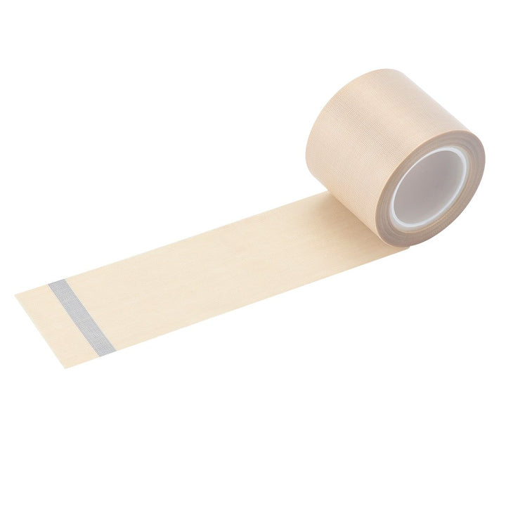 2 Width x 11 Yard Roll PTFE Coated Fiberglass High Temperature Tape with Silicone Adhesive Cloth, Release Surface on Heat sealers Beige