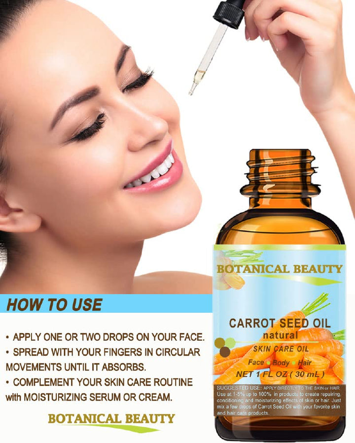 CARROT SEED OIL 100 % Natural Cold Pressed Carrier Oil. 0.33 Fl.oz.- 10 ml. Skin, Body, Hair and Lip Care. One of the best oils to rejuvenate and regenerate skin tissues.”