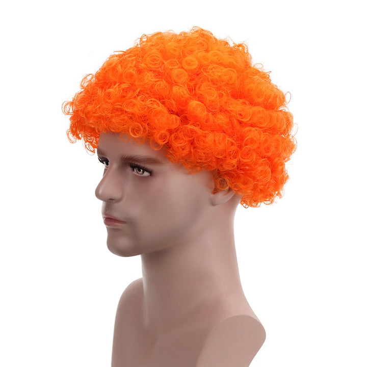 Orange: Funny Curly Afro Wig World Cup Football Fan Cosplay Wig Humor Clown Wig 6 Color (Orange)
