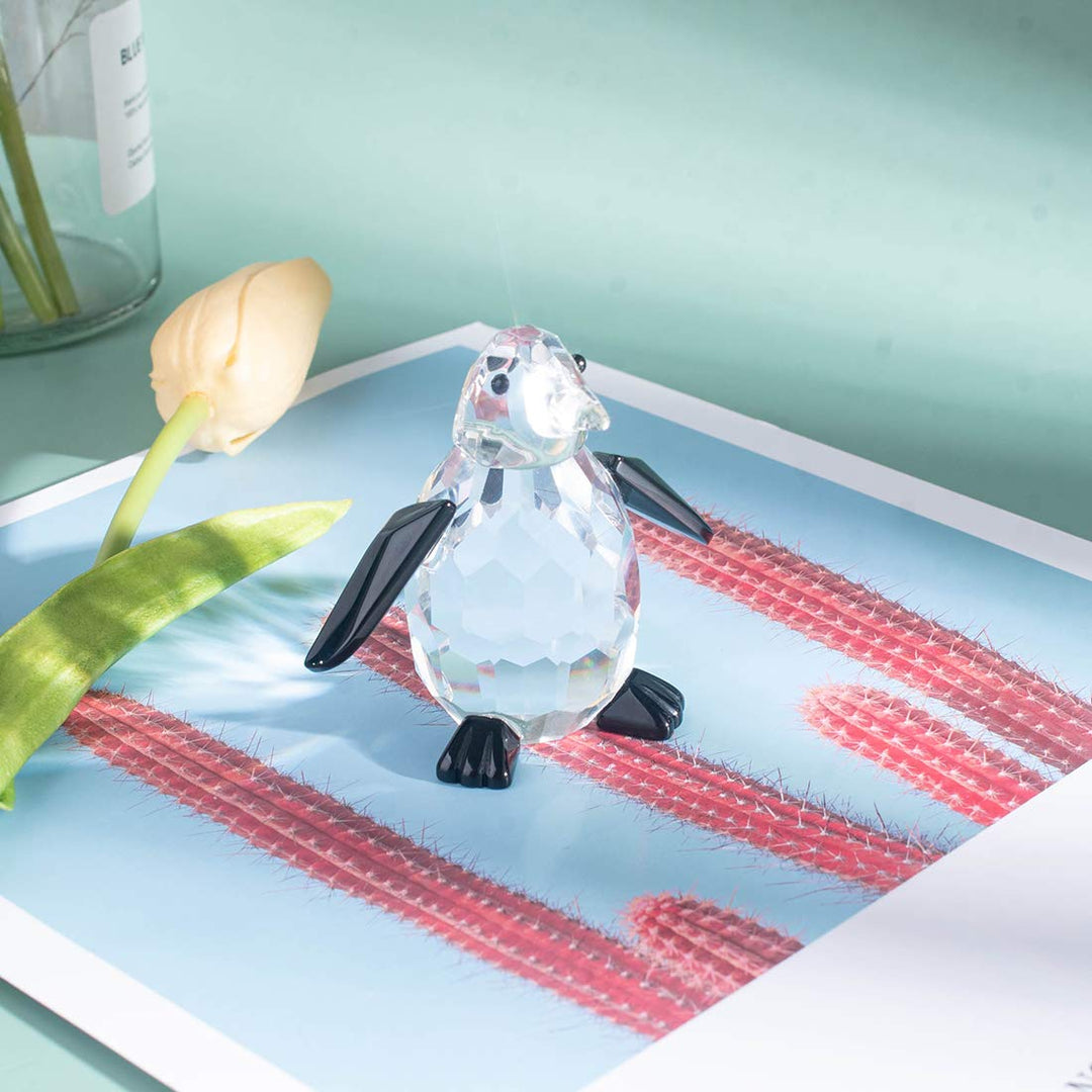 Crytal Cute Penguin Figurines Collectible Glass Animal Figurines Desk Decoration Ornaments