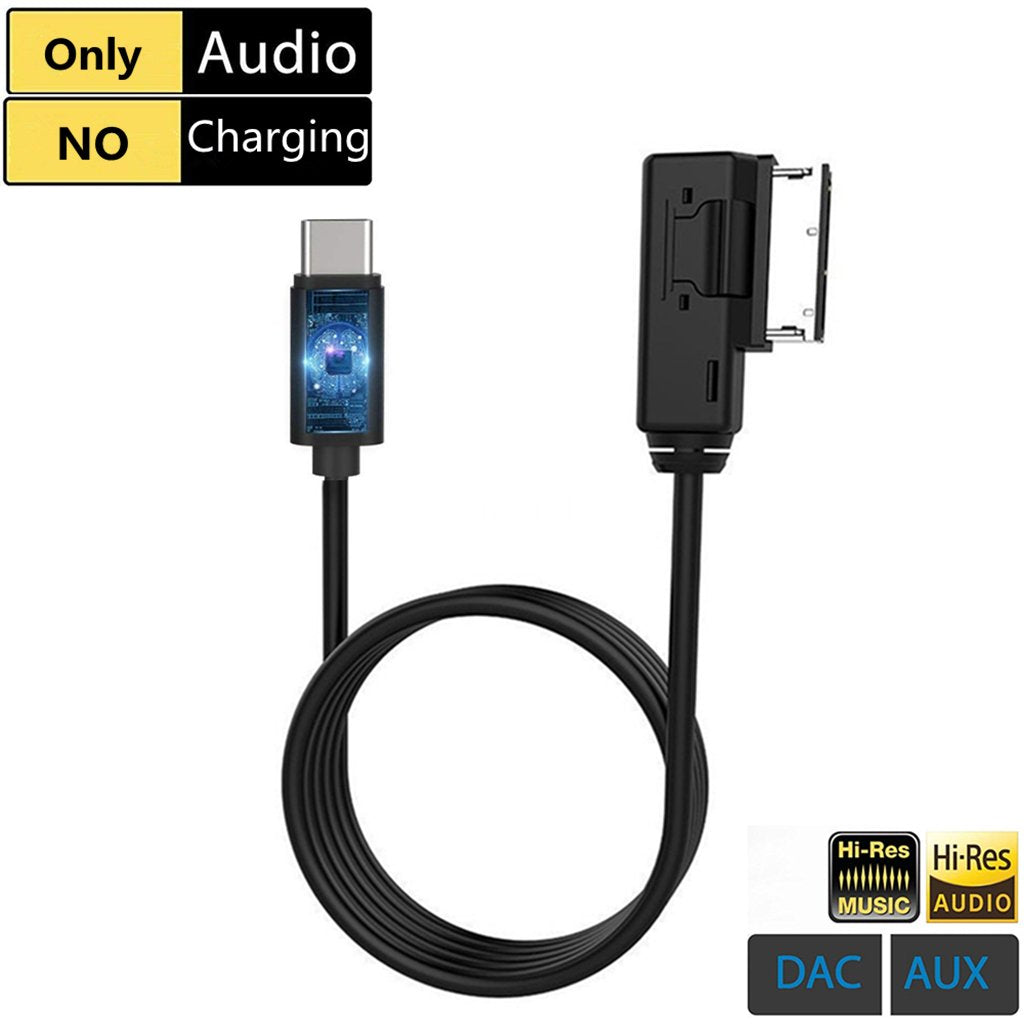 AMI to Type C AUX Cable MDI MMI Adapter, Compatible with IP 15 Pro Max Pad Pixel 2 XL U11/U12+ Moto Z2 for A3/A4/A5/A6/S5/A8 with MMI 3G+ Sytem(AUX Only, No Charging)
