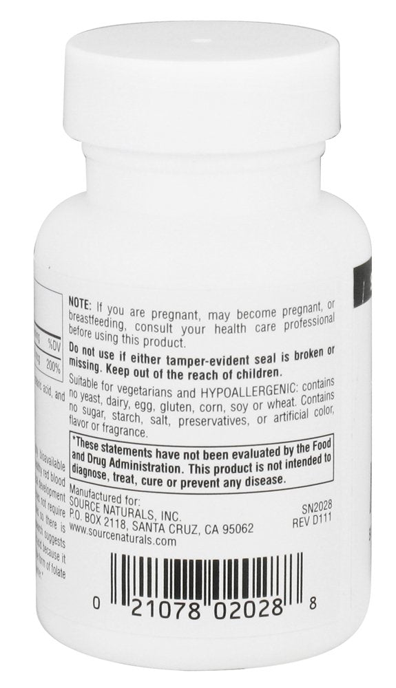 Source Naturals MegaFolinic 800mcg Bioactive Folic Acid