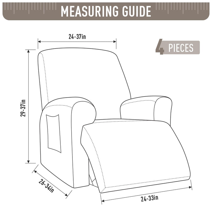 TAOCOCO Recliner Cover 4-Pieces, Recliner Stretch Sofa 