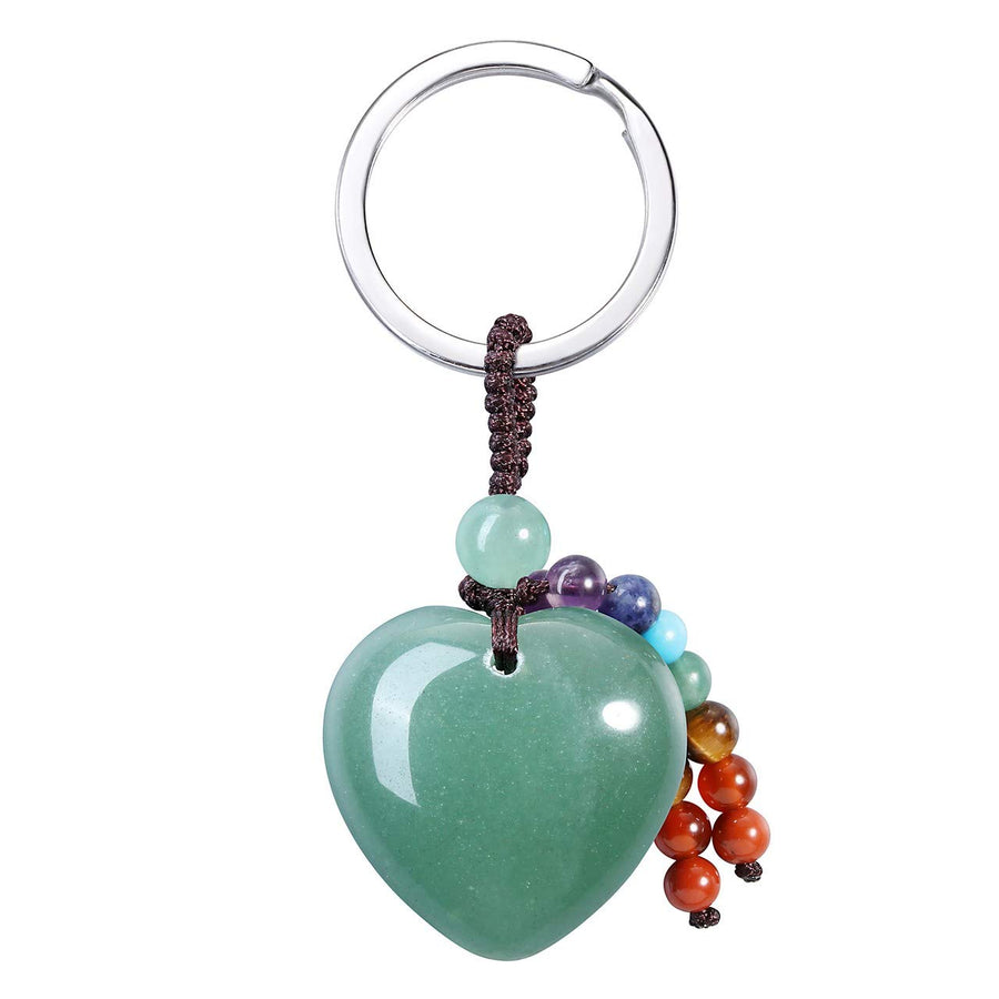 Green Aventurine Crystals Stone Keychain Keyring Heart Pendant Keychain Keyring for Women Teen Girls